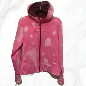 Lululemon Scuba casual full zip personalized tie-dye pink  long sleeve hoodie 6